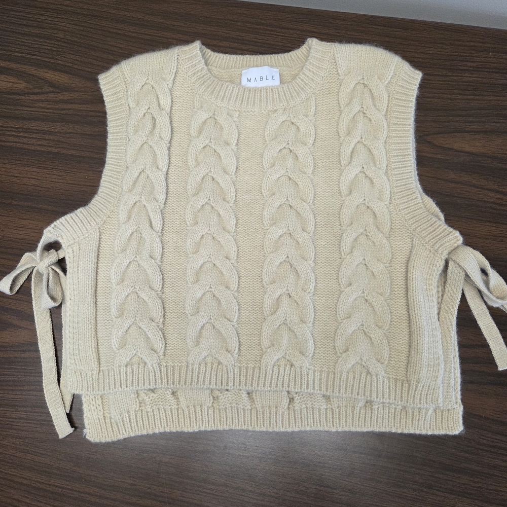 MABLE Beige Cable Knit Sweater Vest